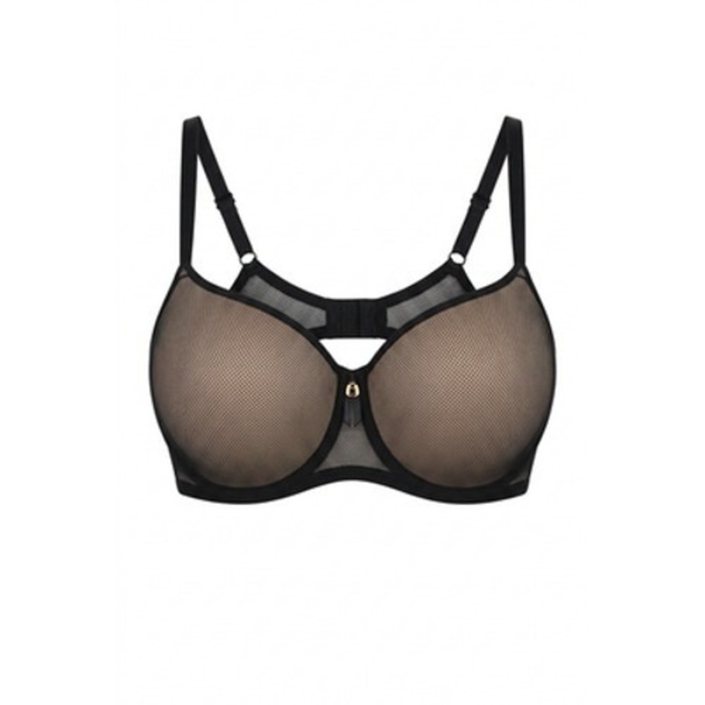 Freya Bra Womens 36H Black Mesh T-Shirt Full Coverage Underwire Padded Molded